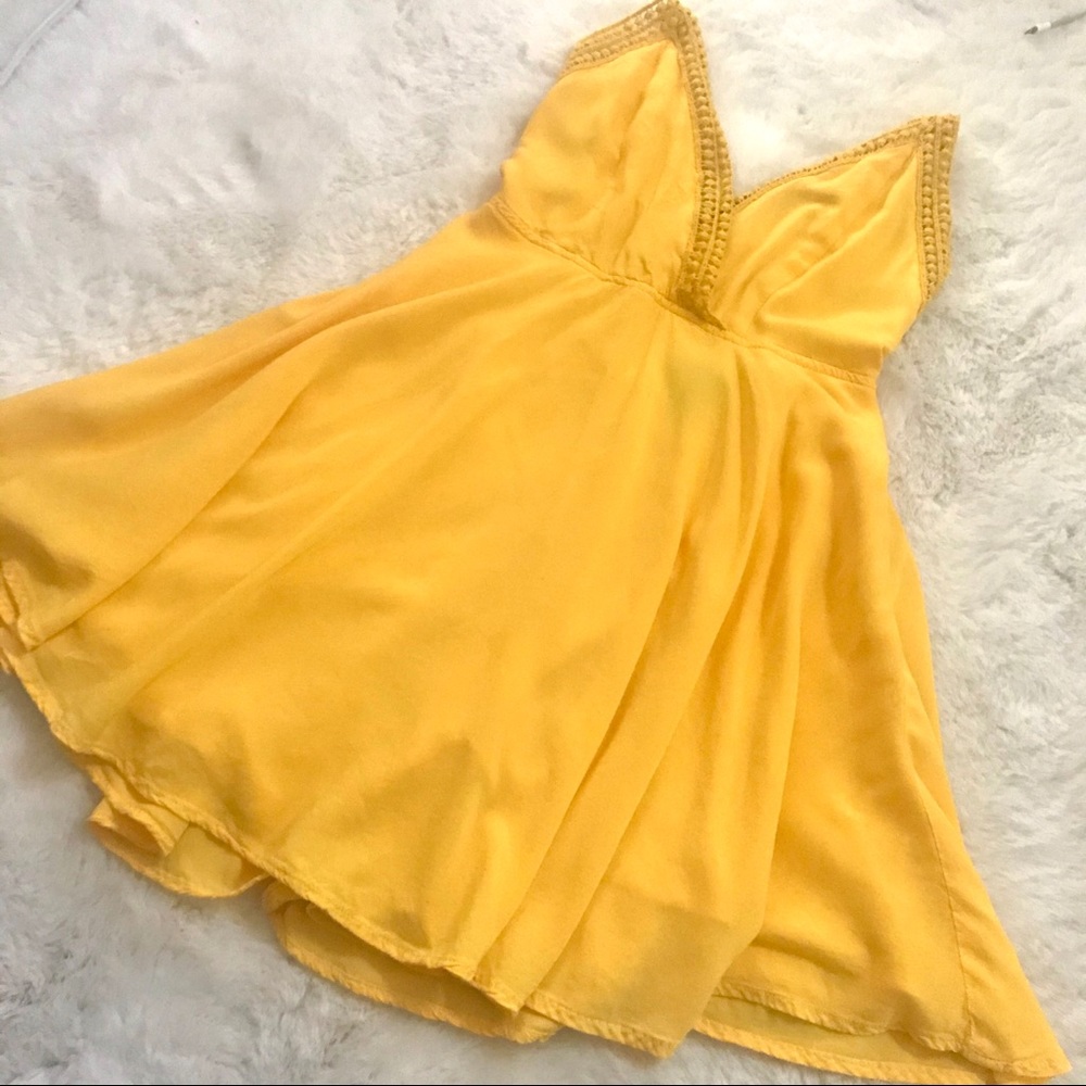 Yellow flare mini dress